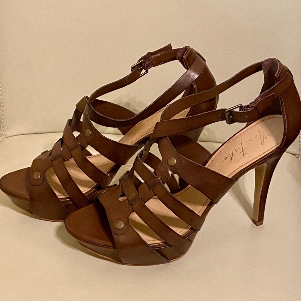Marc Fisher Brown Leather Strappy Heels